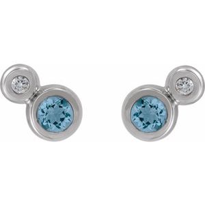 Sterling Silver 4 mm Natural Aquamarine & .06 CTW Natural Diamond Earrings – image 2