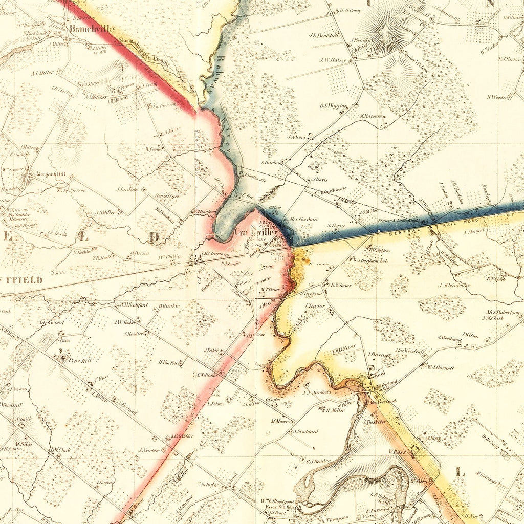 Vintage Map of Union County, New Jersey 1862