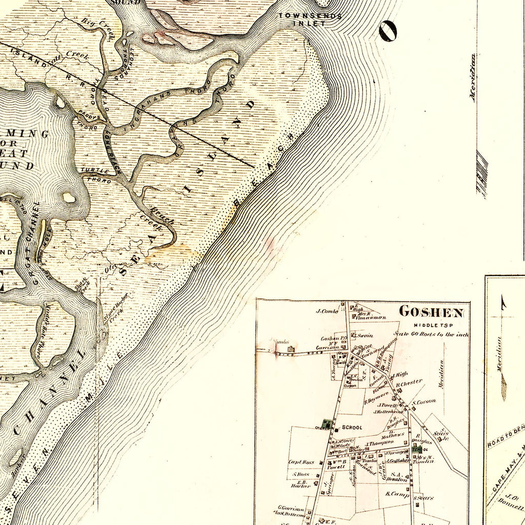 Vintage Map of Cape May County, New Jersey 1872