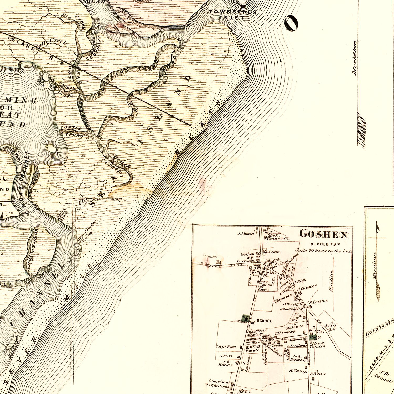 Vintage Map of Cape May County, New Jersey 1872