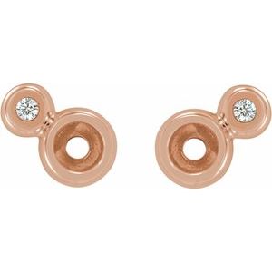 14K Rose Gold 3 mm Round .03 CTW Natural Diamond Semi-Set Earrings – image 2