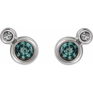 Platinum 4 mm Lab-Grown Alexandrite & .06 CTW Natural Diamond Earrings – image 2