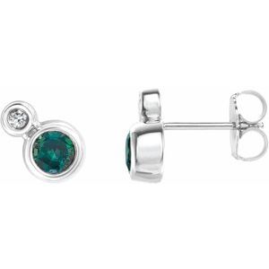 14K White Gold 4 mm Lab-Grown Alexandrite & .06 CTW Natural Diamond Earrings