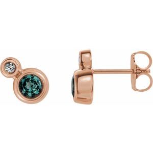 14K Rose Gold 3 mm Lab-Grown Alexandrite & .03 CTW Natural Diamond Earrings