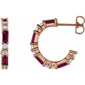 14K Rose Gold Natural Ruby & 1/2 CTW Natural Diamond 17.2 mm Hoop Earrings