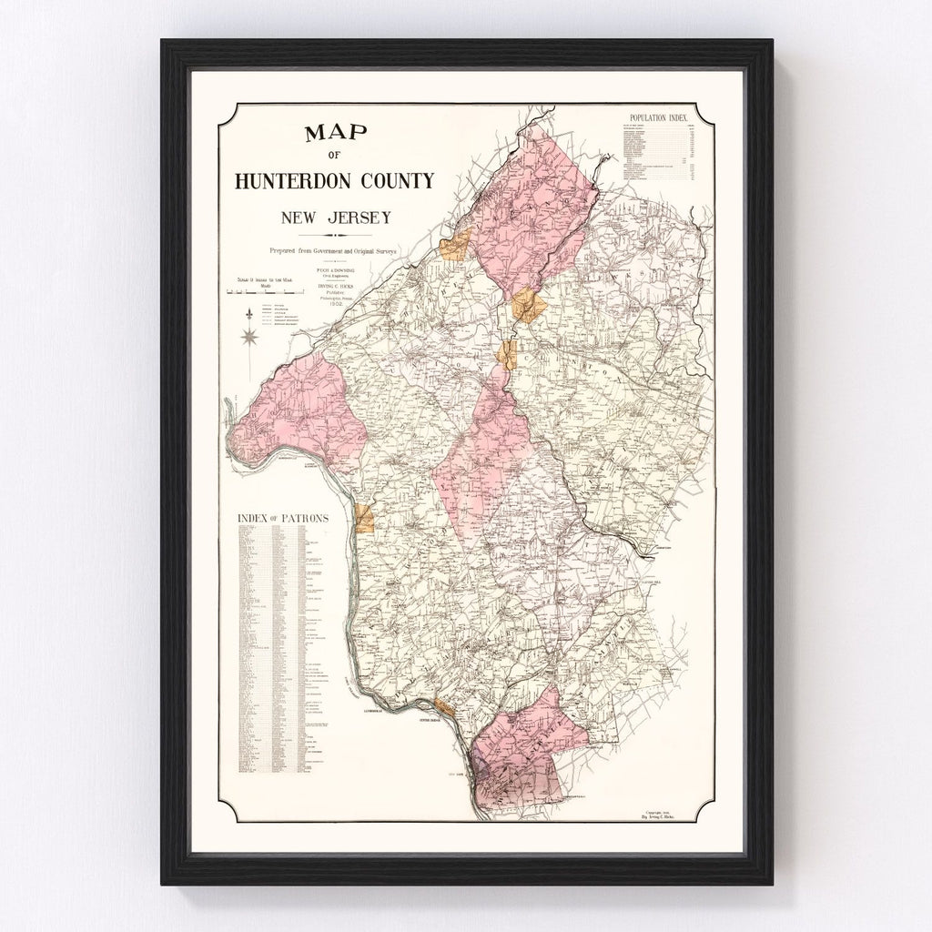 Vintage Map of Hunterdon County, New Jersey 1902