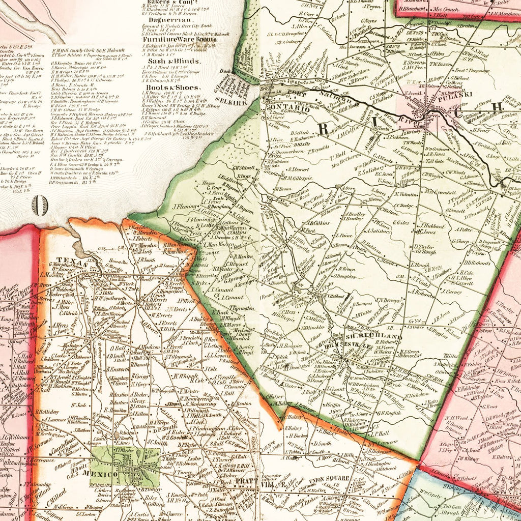Vintage Map of Oswego County, New York 1854
