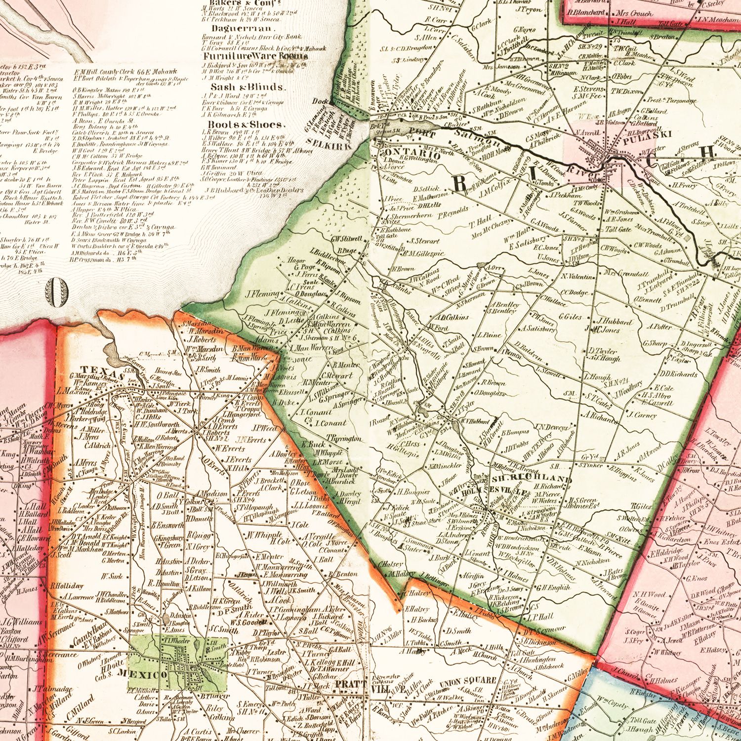 Vintage Map of Oswego County, New York 1854
