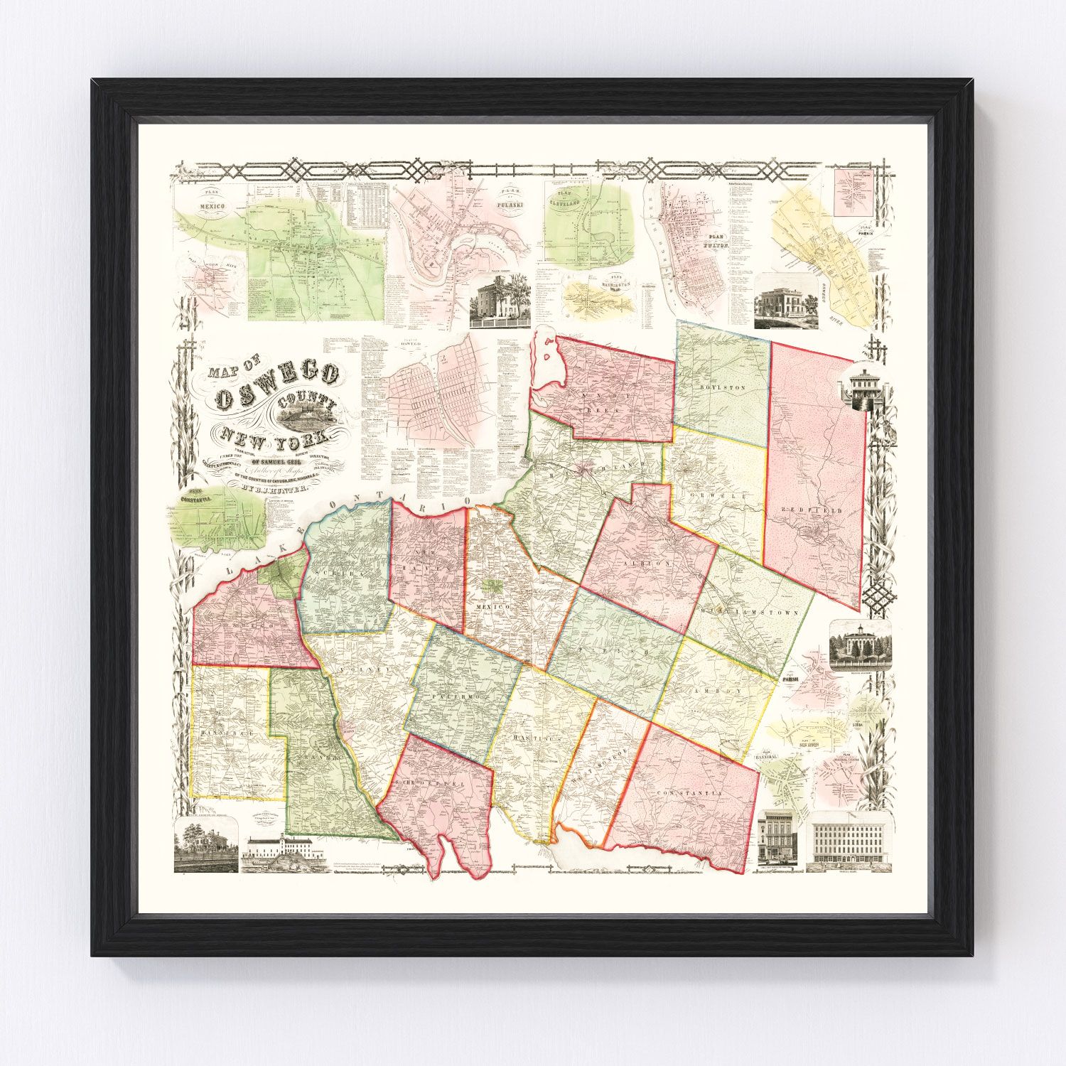 Vintage Map of Oswego County, New York 1854