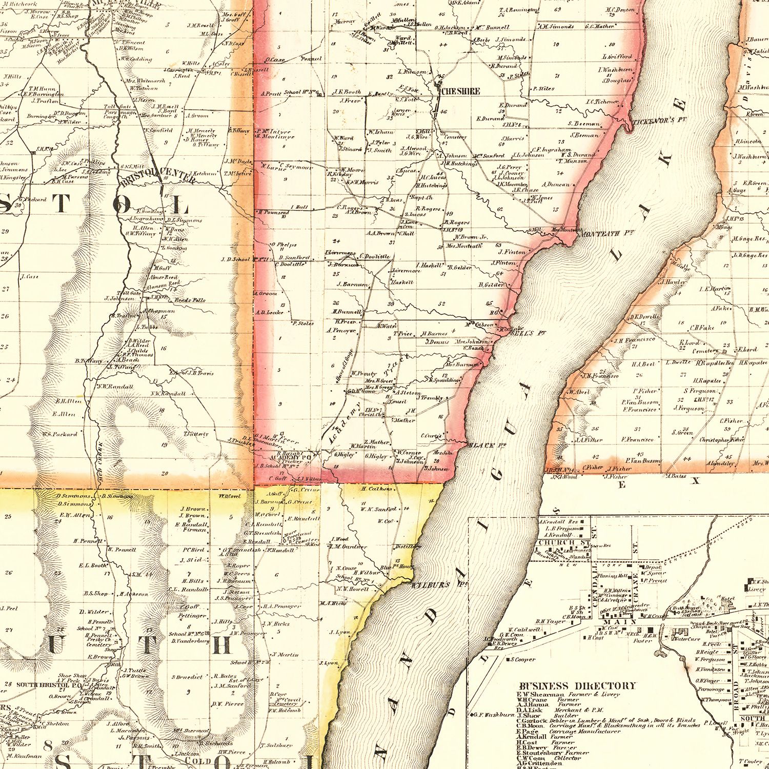 Vintage Map of Ontario County, New York 1859