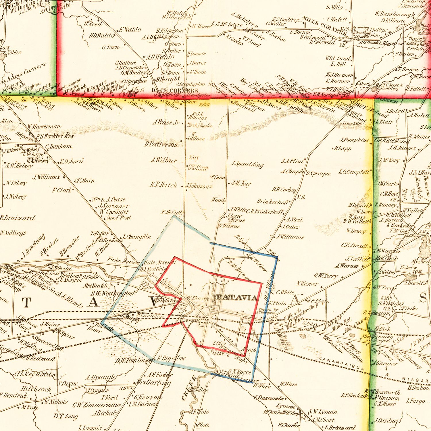 Vintage Map of Genesee County, New York 1854