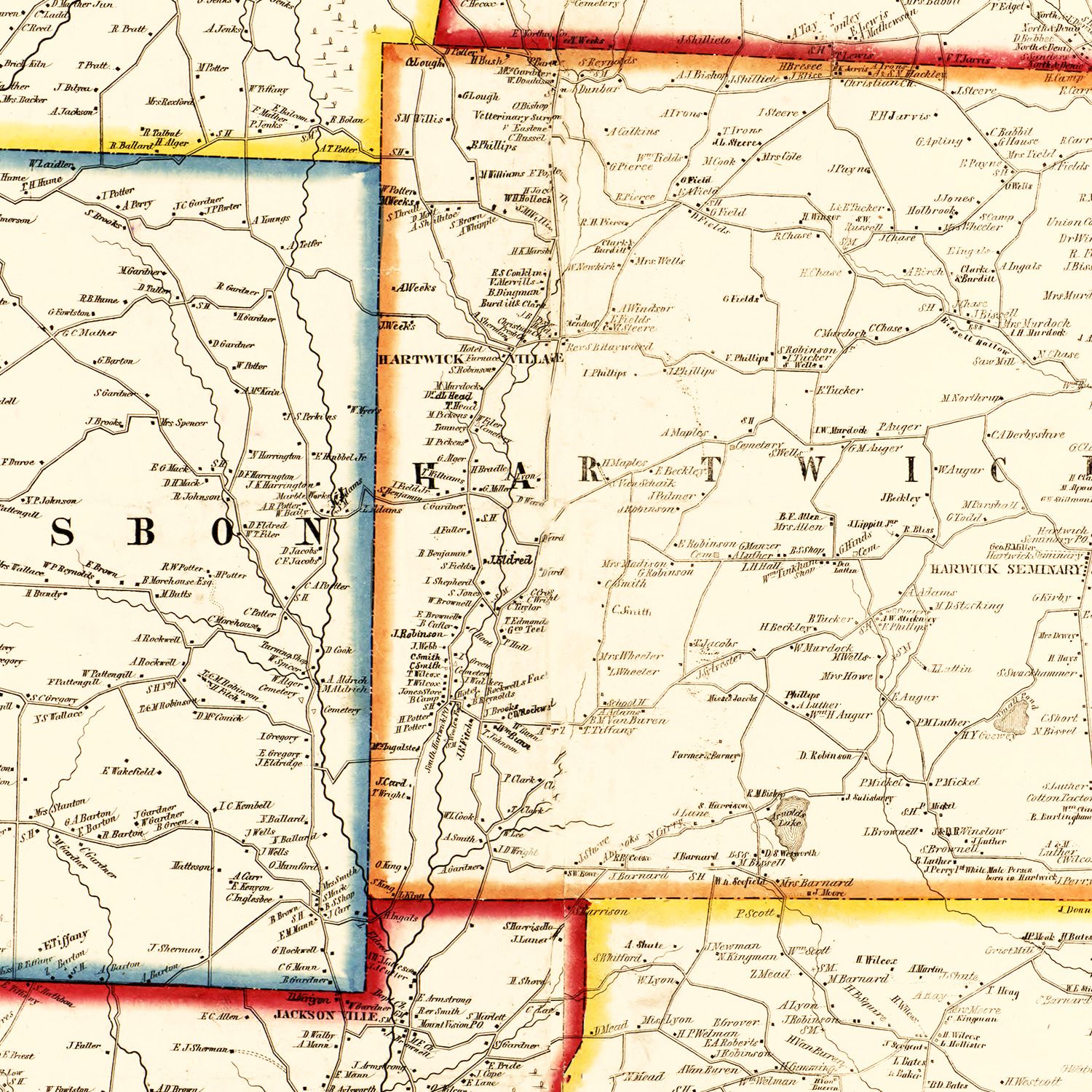 Vintage Map of Otsego County, New York 1856