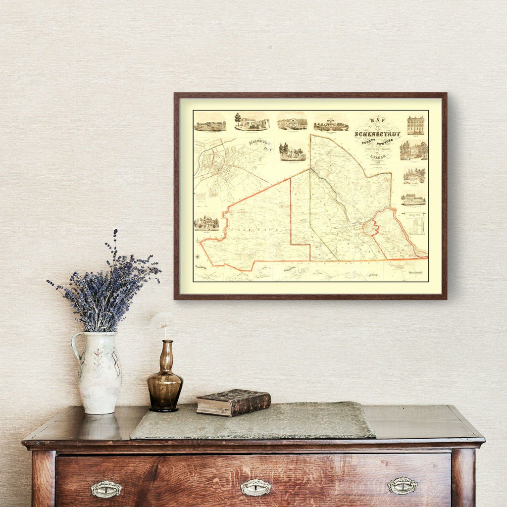 Vintage Map of Schenectady County, New York 1856