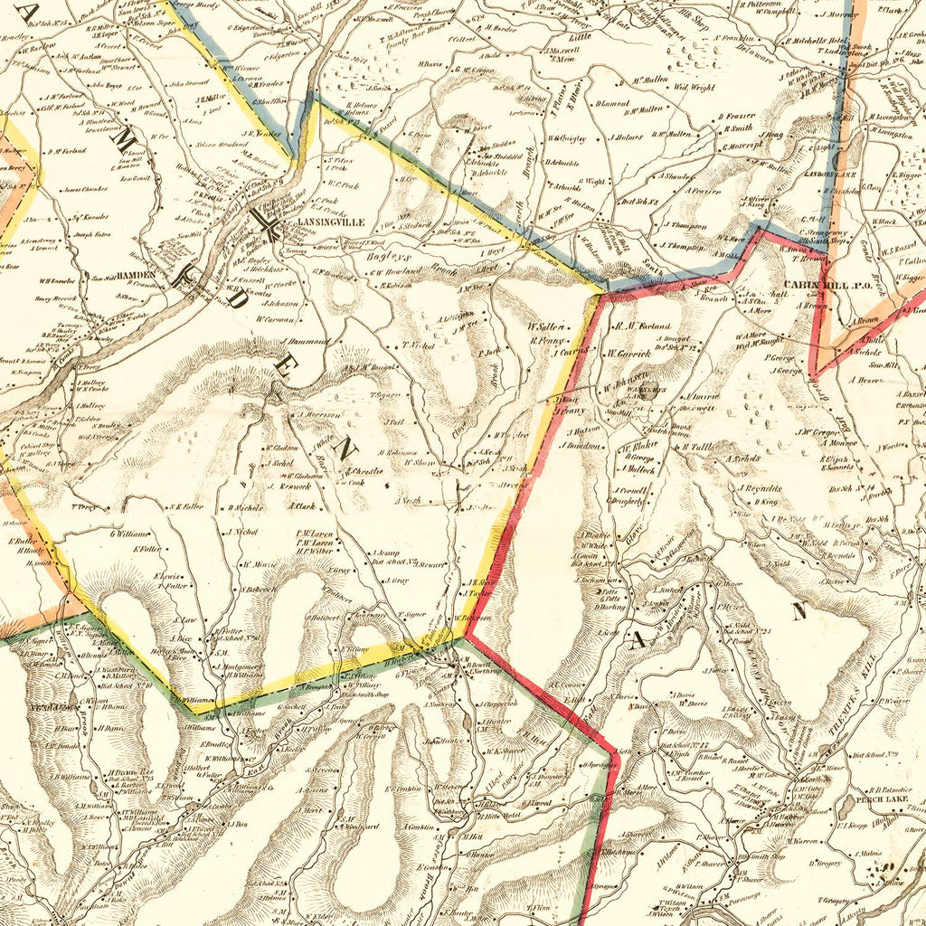 Vintage Map of Delaware County, New York 1856
