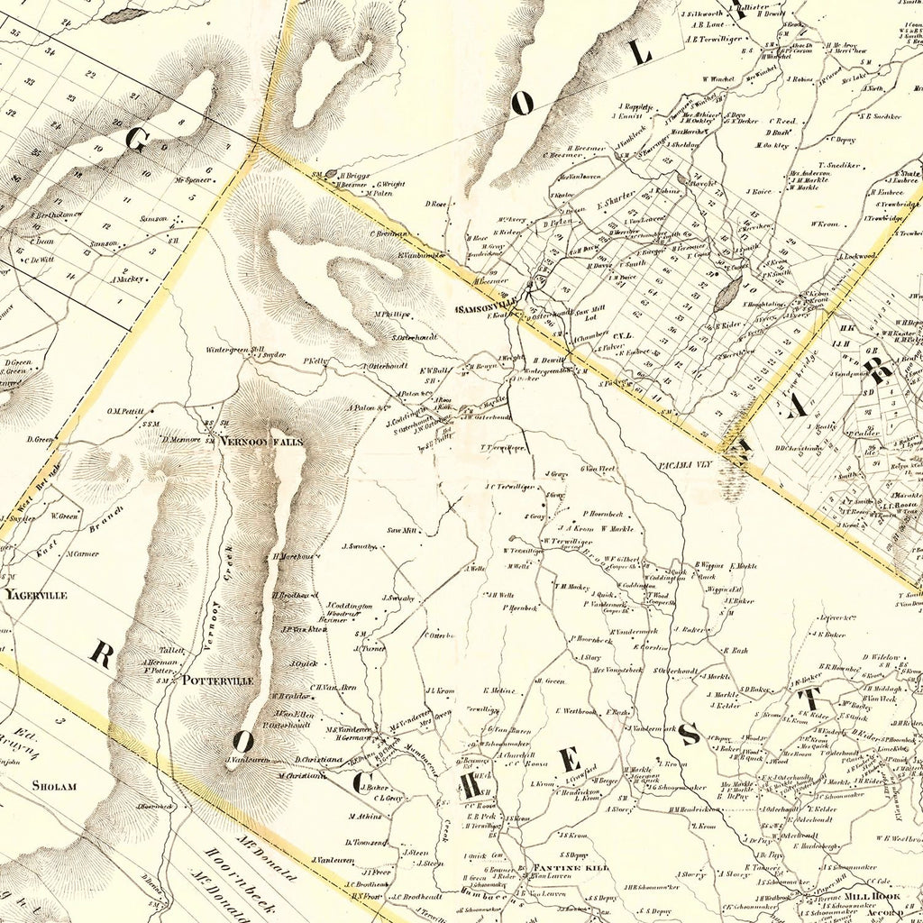 Vintage Map of Ulster County, New York 1858