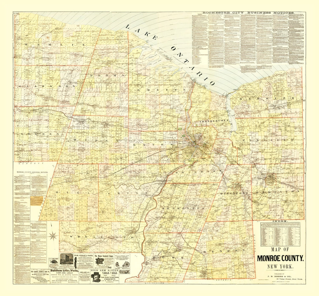 Vintage Map of Monroe County, New York 1887