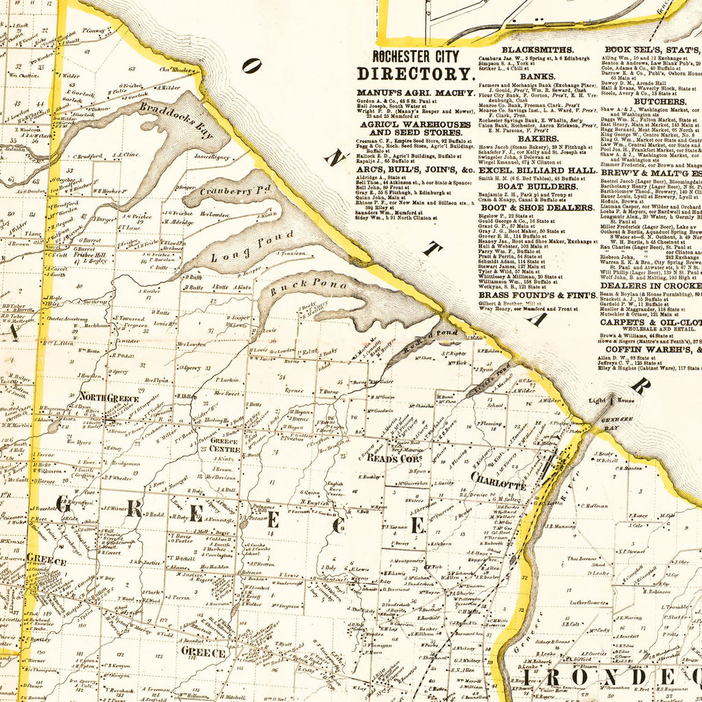 Vintage Map of Monroe County, New York 1858