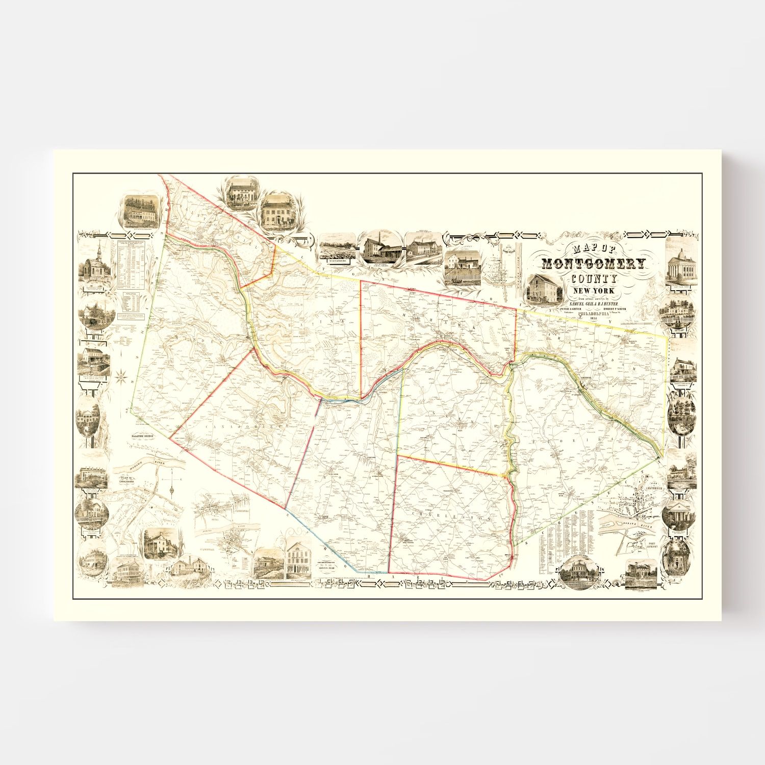 Vintage Map of Montgomery County, New York 1853