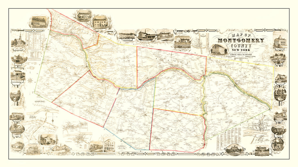 Vintage Map of Montgomery County, New York 1853