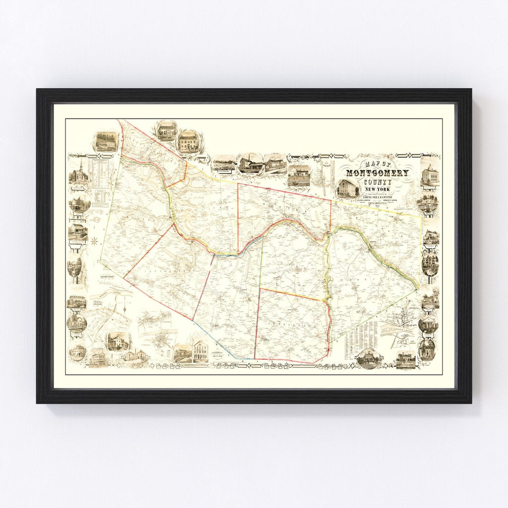 Vintage Map of Montgomery County, New York 1853