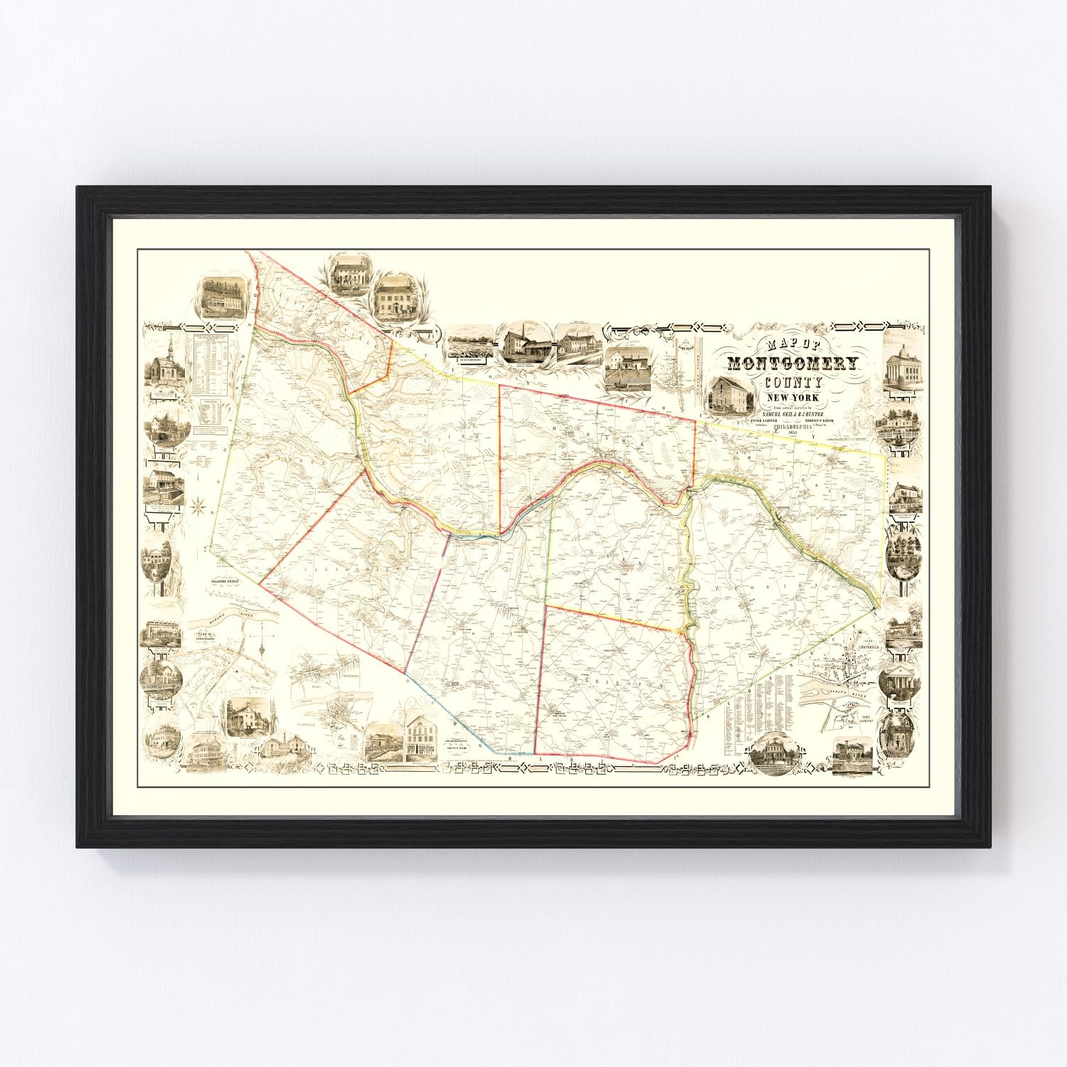 Vintage Map of Montgomery County, New York 1853