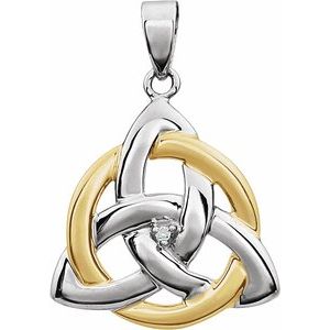 14K White/Yellow Gold .004 CT Natural Diamond Celtic-Inspired Pendant