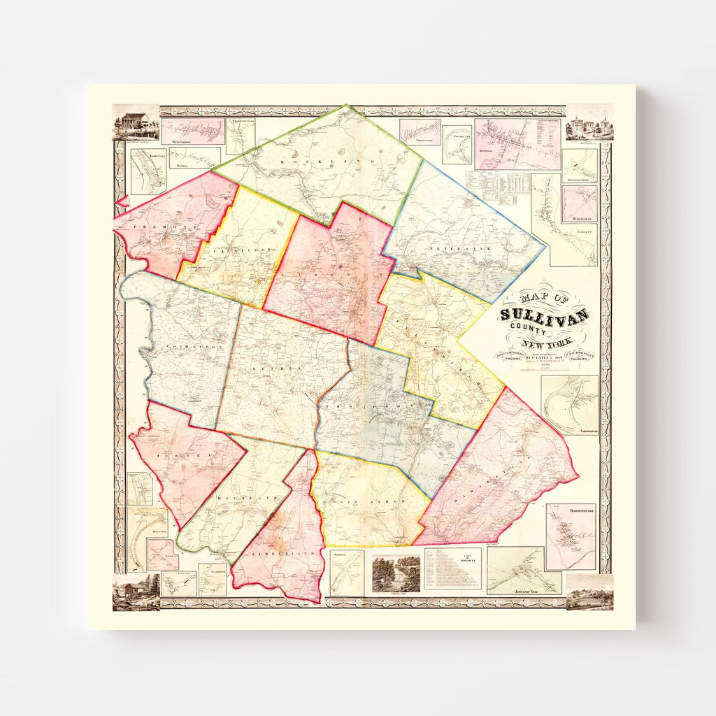 Vintage Map of Sullivan County, New York 1856