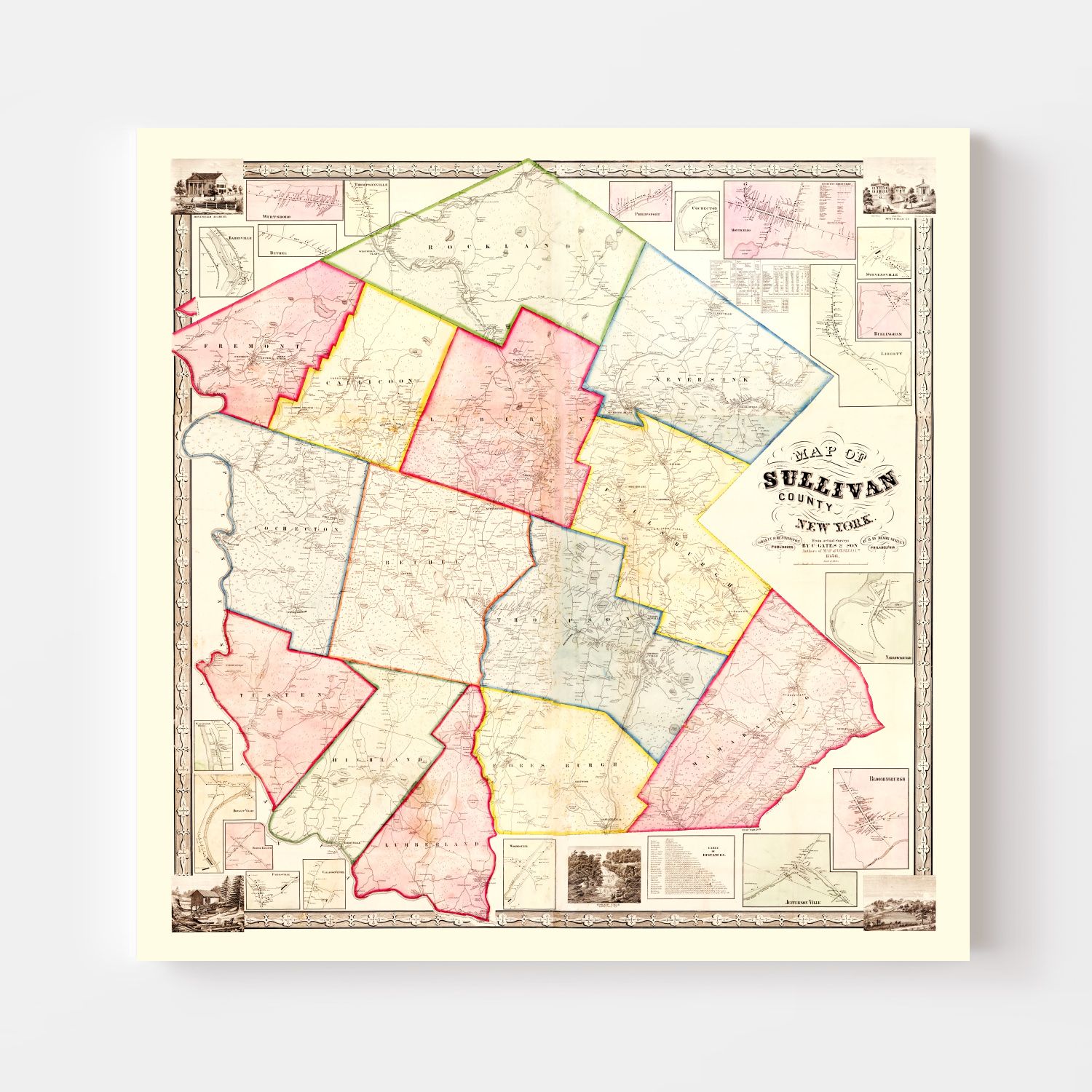Vintage Map of Sullivan County, New York 1856