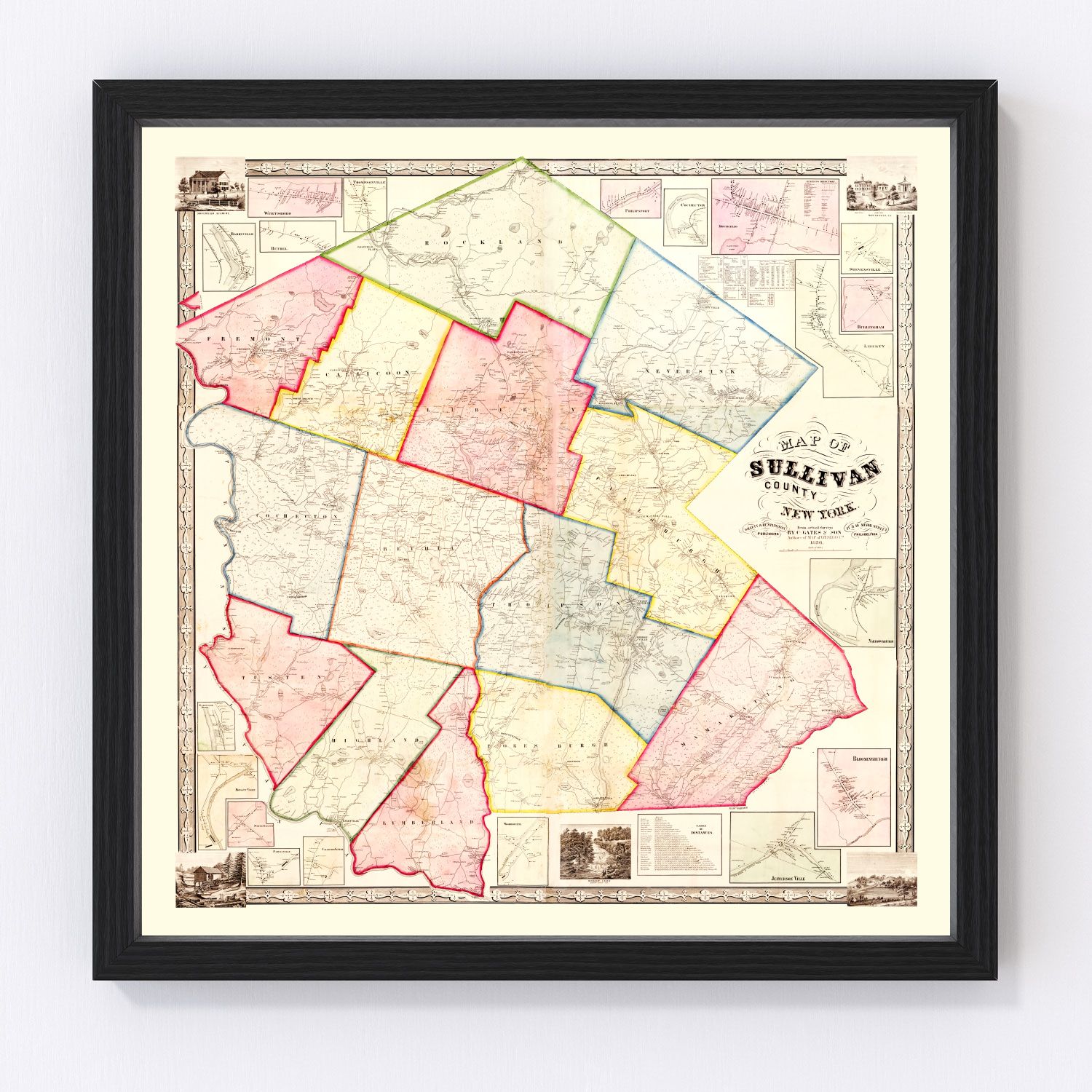 Vintage Map of Sullivan County, New York 1856