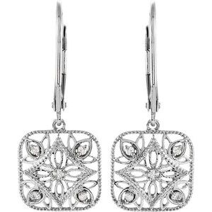 Sterling Silver 1/10 CTW Natural Diamond Filigree Earrings – image 2