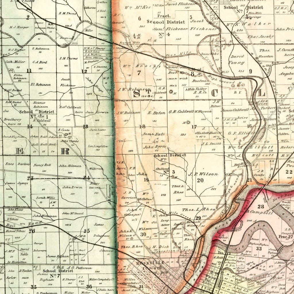 Vintage Map of Butler County, Ohio 1855