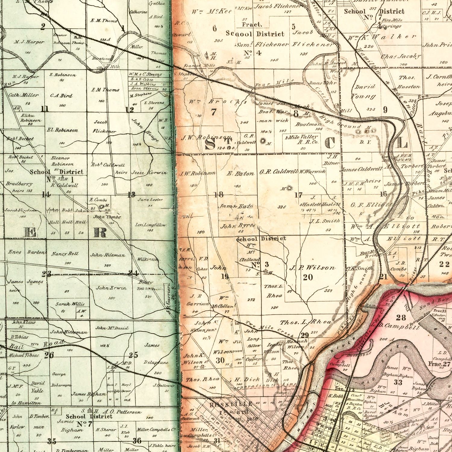 Vintage Map of Butler County, Ohio 1855