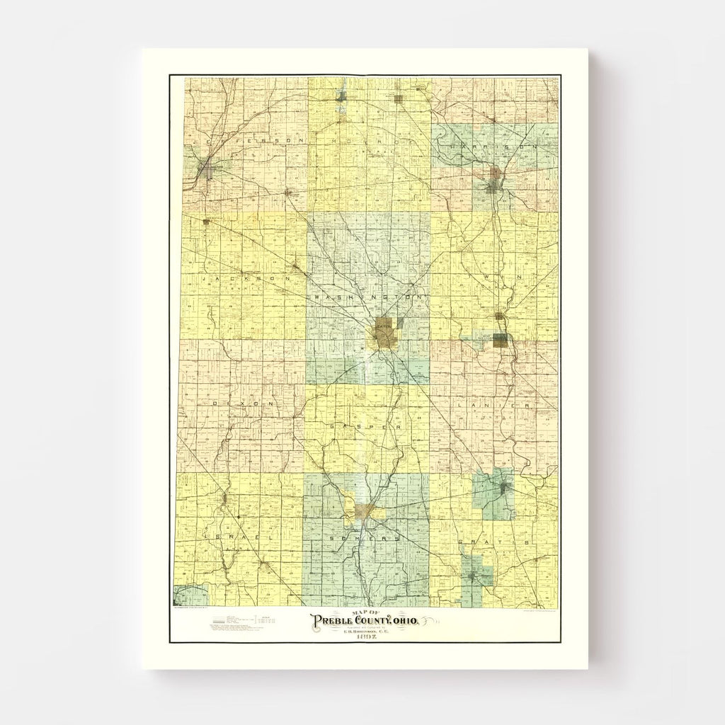 Vintage Map of Preble County, Ohio 1897