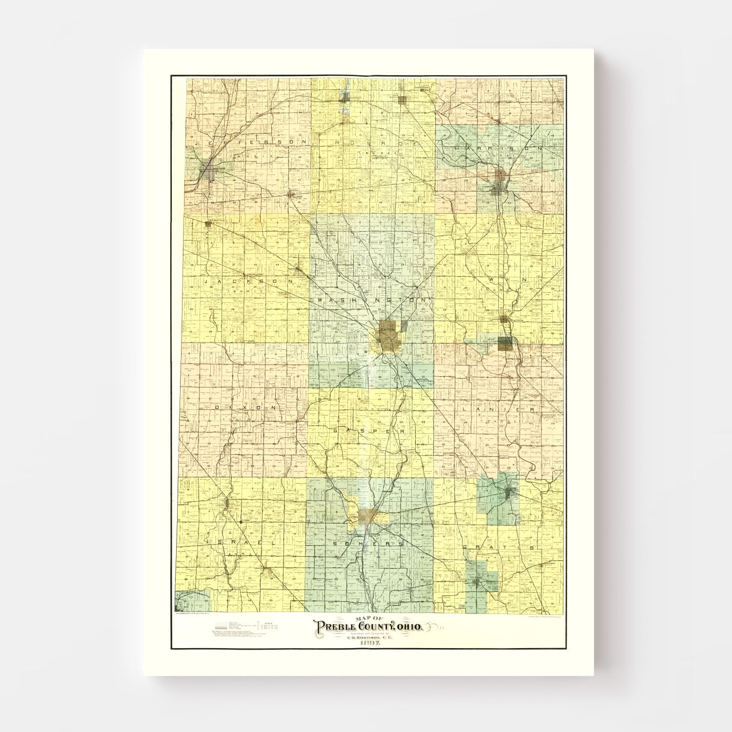 Vintage Map of Preble County, Ohio 1897
