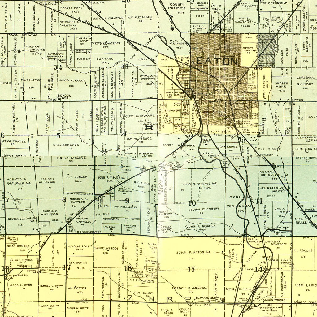 Vintage Map of Preble County, Ohio 1897