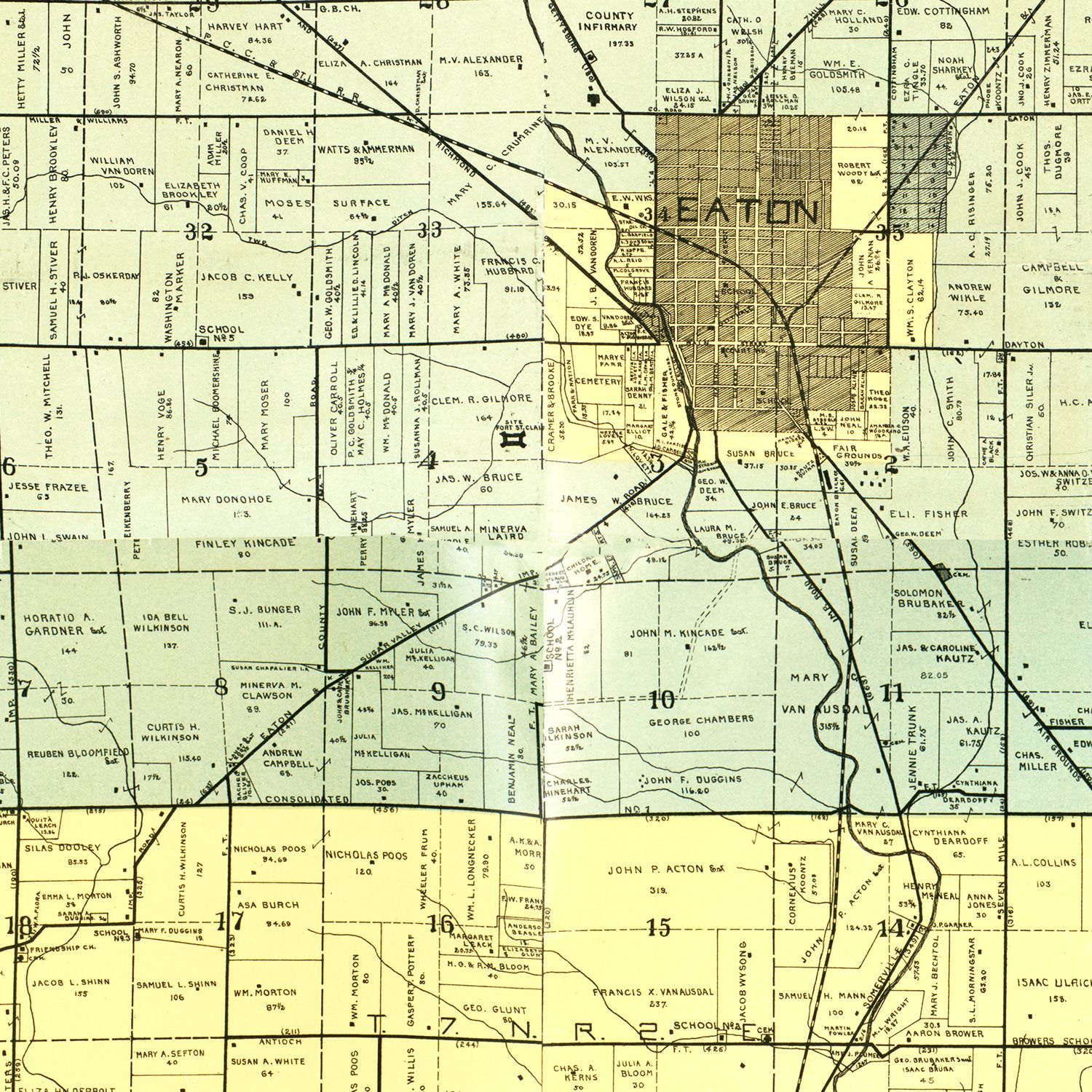 Vintage Map of Preble County, Ohio 1897