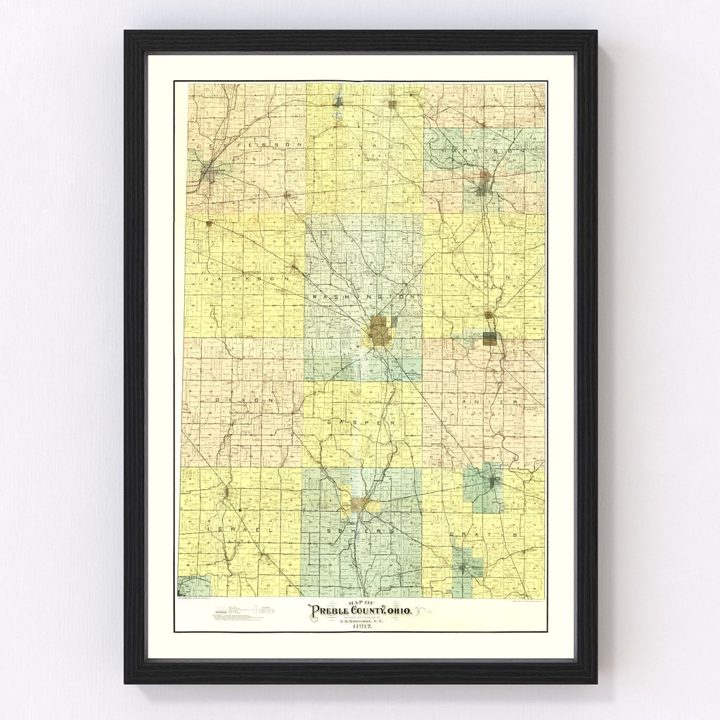Vintage Map of Preble County, Ohio 1897