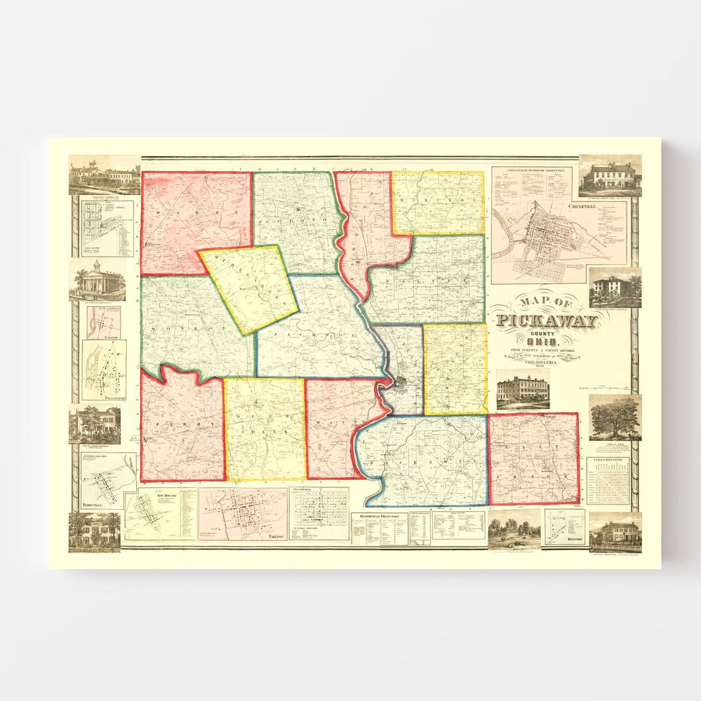 Vintage Map of Pickaway County, Ohio 1858