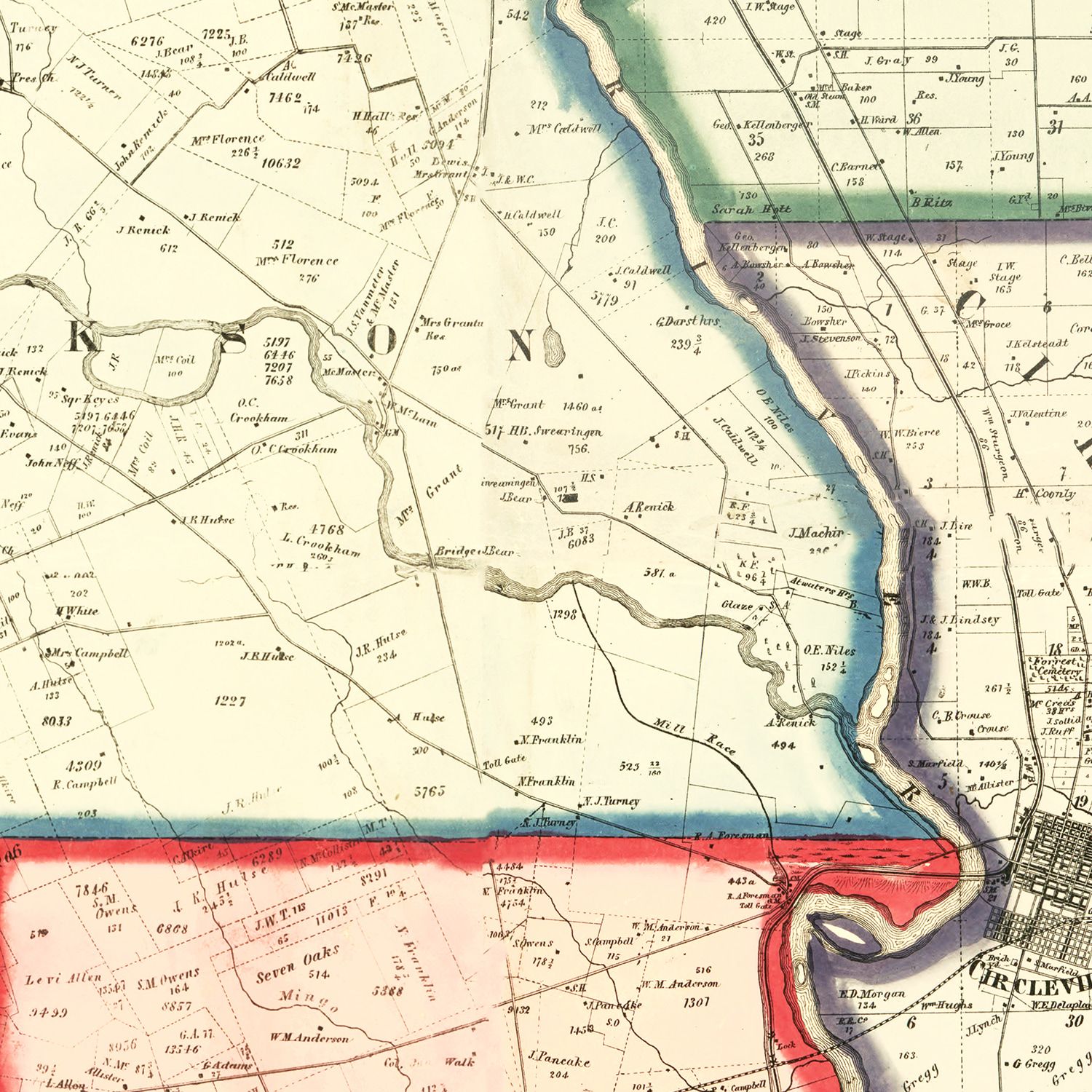 Vintage Map of Pickaway County, Ohio 1858