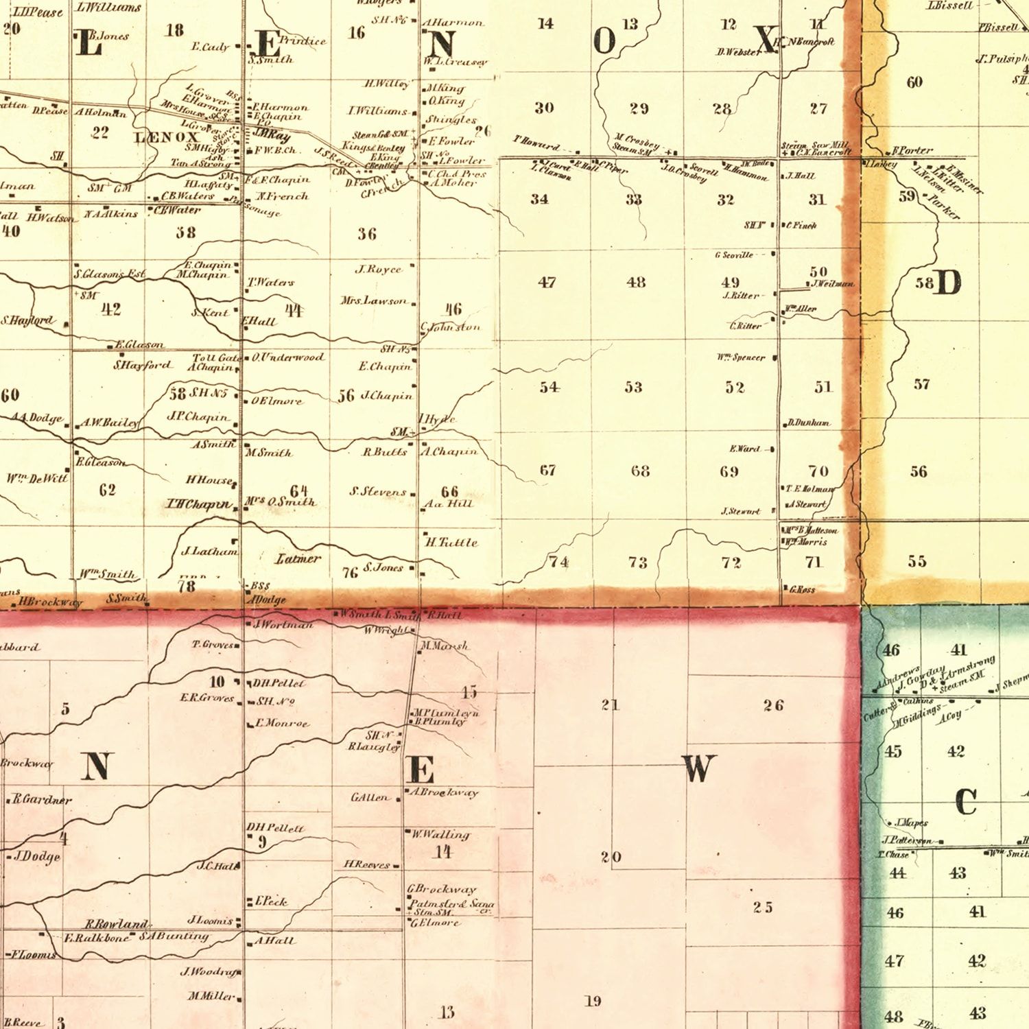 Vintage Map of Ashtabula County, Ohio 1856