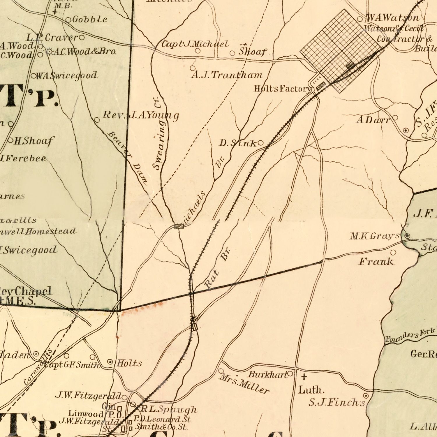 Vintage Map of Davidson County, North Carolina 1890