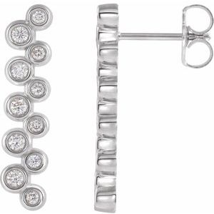 14K White Gold 1/3 CTW Natural Diamond Bezel-Set Bar Earrings