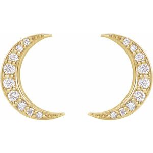 14K Yellow Gold 1/10 CTW Natural Diamond Crescent Moon Earrings – image 2
