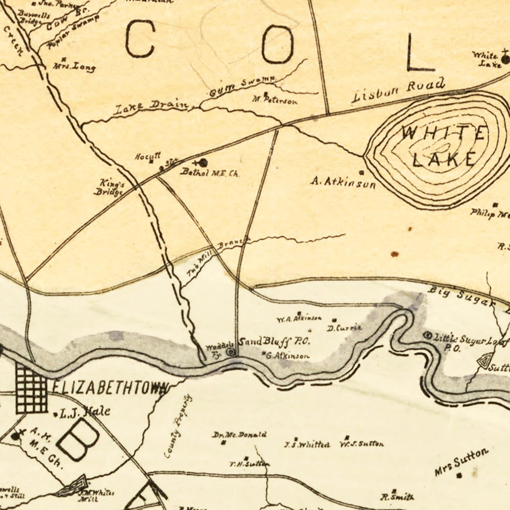 Vintage Map of Bladen County, North Carolina 1885