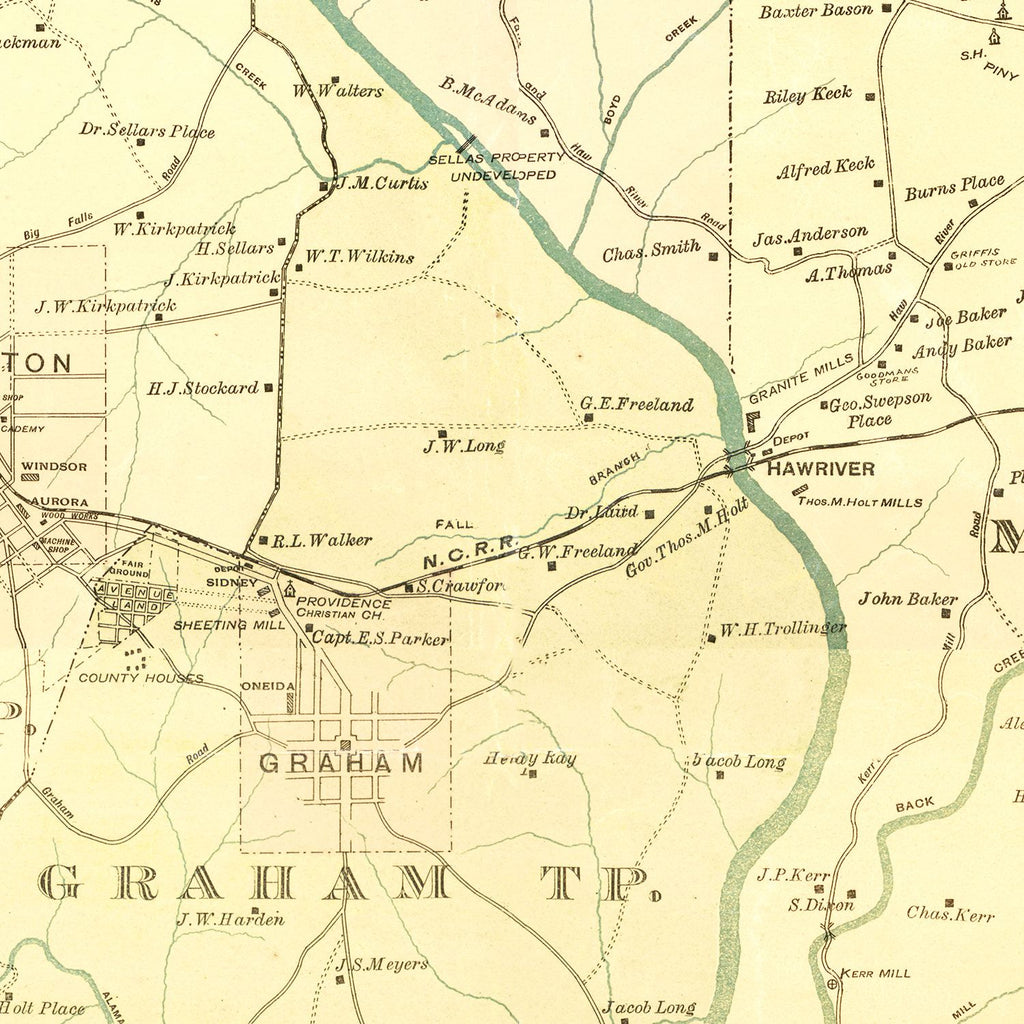 Vintage Map of Alamance County, North Carolina 1893