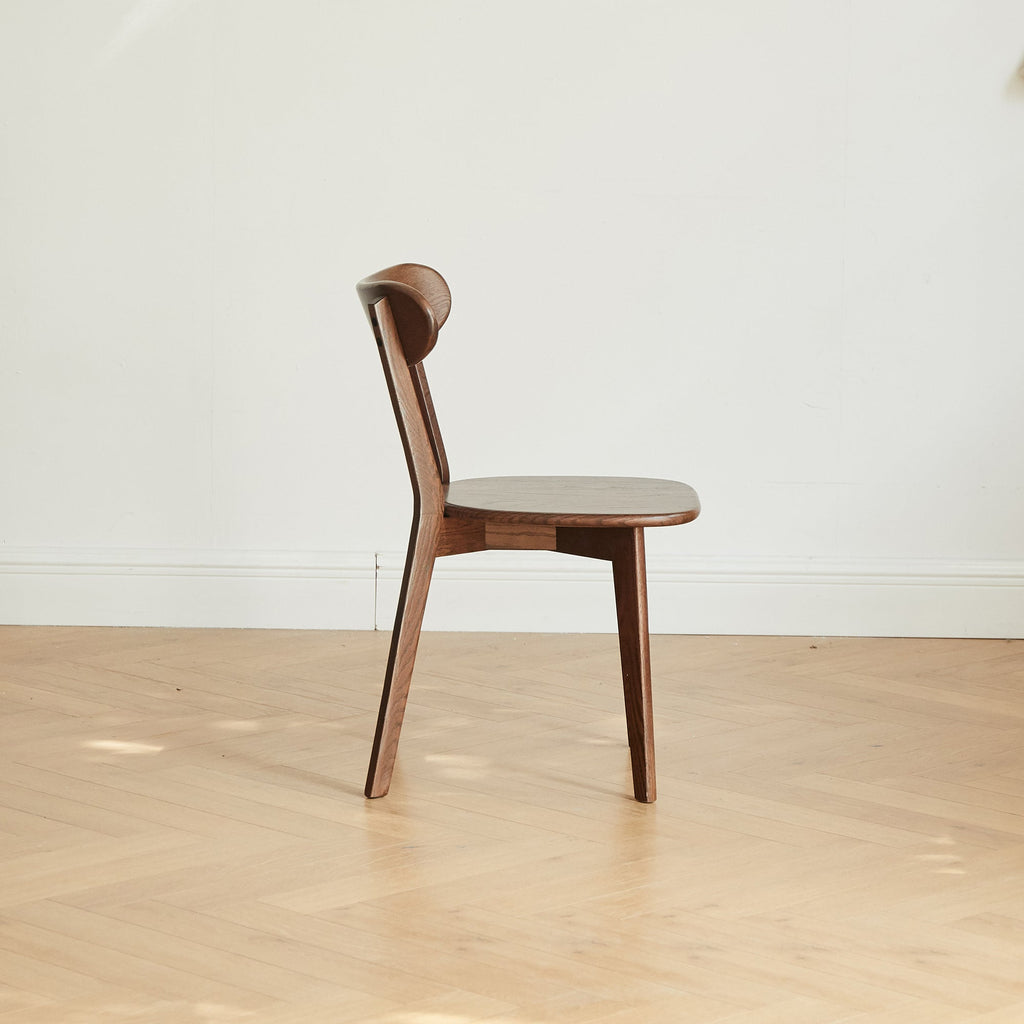 Natural Oak Dining Chair Set of 2 - Solid Wood, Walnut Finish, 46.5 * 54 * 80cm