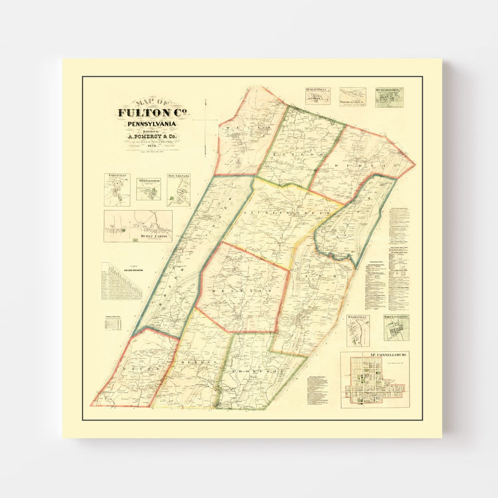 Vintage Map of Fulton County, Pennsylvania 1873