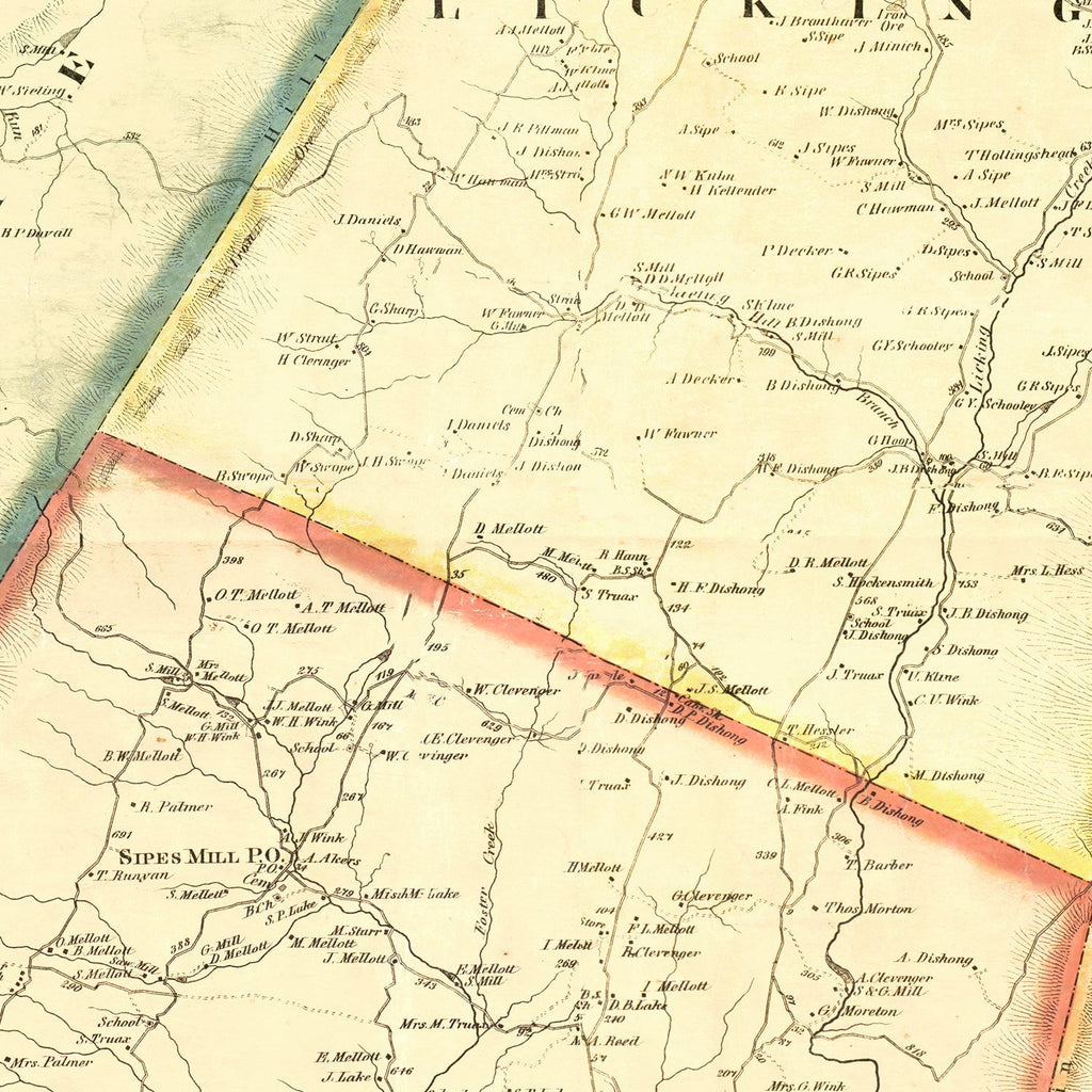 Vintage Map of Fulton County, Pennsylvania 1873