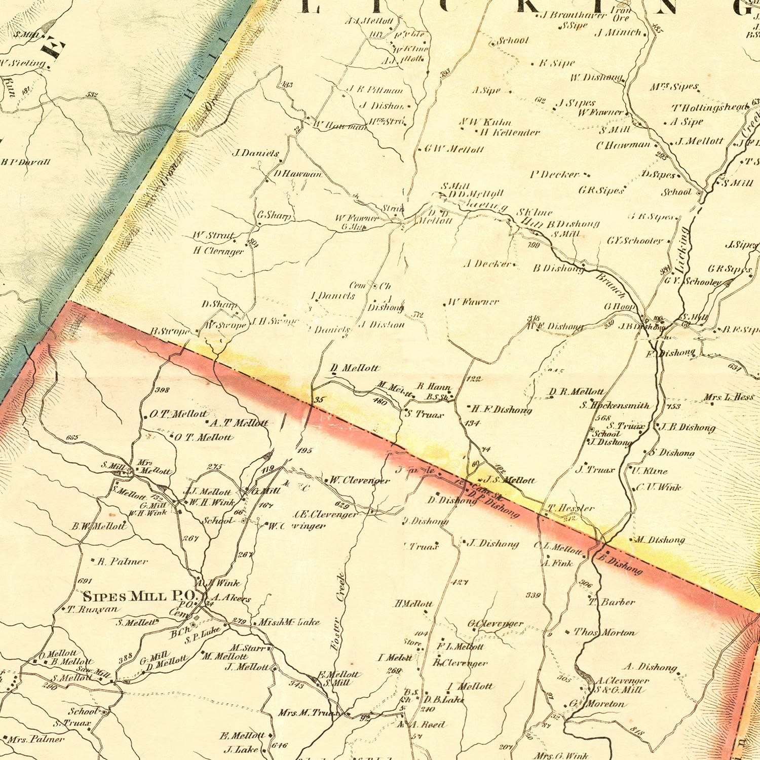 Vintage Map of Fulton County, Pennsylvania 1873