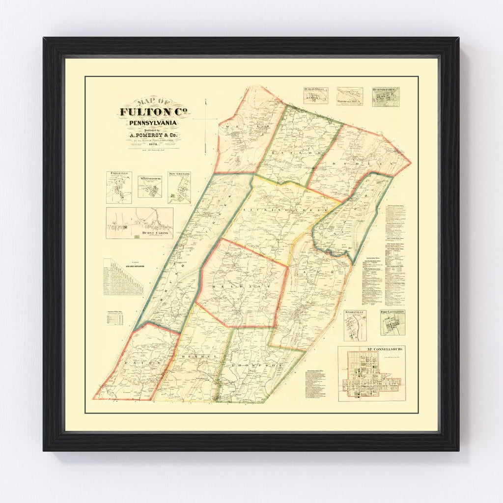 Vintage Map of Fulton County, Pennsylvania 1873